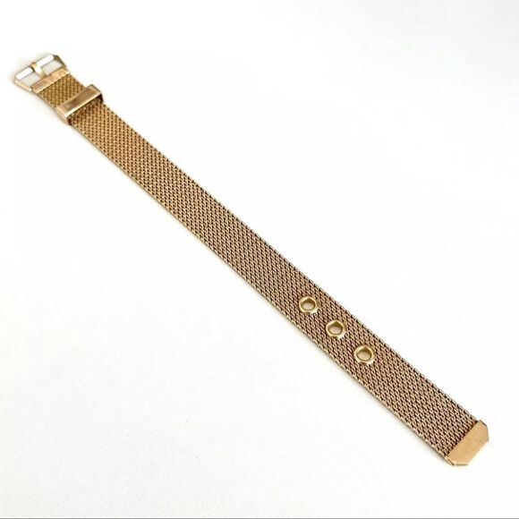 Vintage Avon Vintage Avon Gold Tone Mesh Belt Buckle Adjustable Bracelet 6" - 7" - Picture 8 of 14